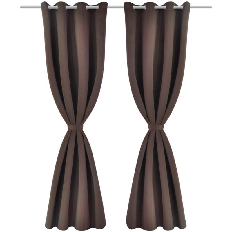 vidaXL Verdunkelungs-Vorhänge mit Metallringen 135 x 245 cm Braun blackout von VIDAXL