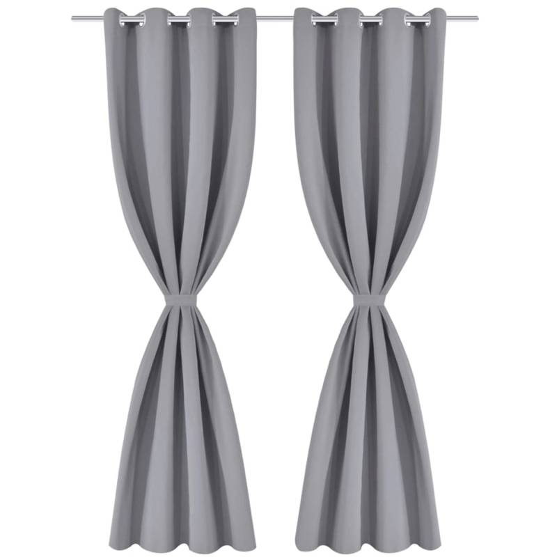 vidaXL Verdunkelungs-Vorhänge mit Metallringen 135 x 245 cm Grau blackout von VIDAXL