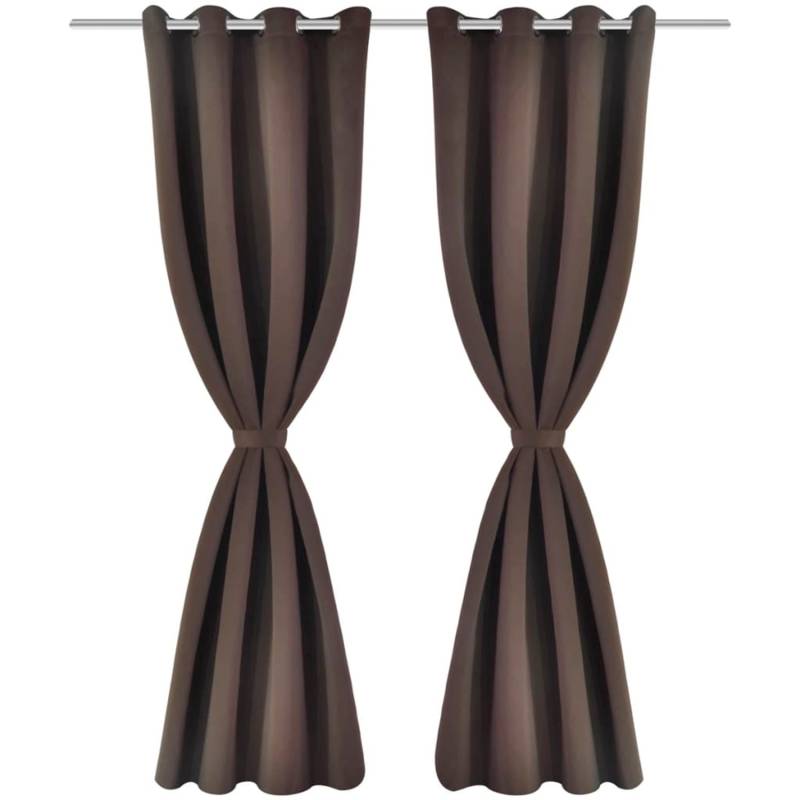 vidaXL Verdunkelungsvorhänge 2 Stk mit Metallösen 135 x 175 cm Braun von VIDAXL