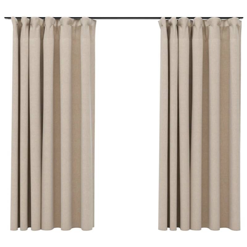 vidaXL Verdunkelungsvorhänge Haken Leinenoptik 2 Stk Beige 140x175 cm von VIDAXL