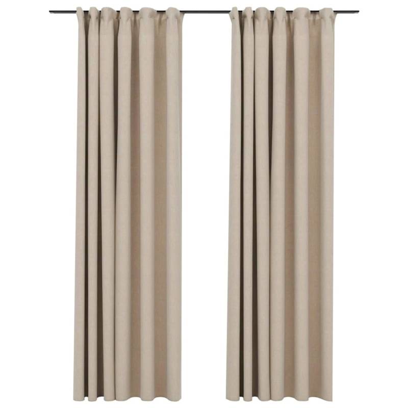 vidaXL Verdunkelungsvorhänge Haken Leinenoptik 2 Stk Beige 140x245 cm von VIDAXL