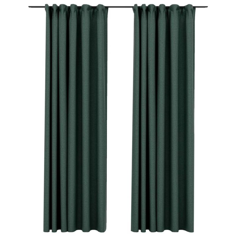 vidaXL Verdunkelungsvorhänge Haken Leinenoptik 2 Stk Grün 140x245 cm von VIDAXL