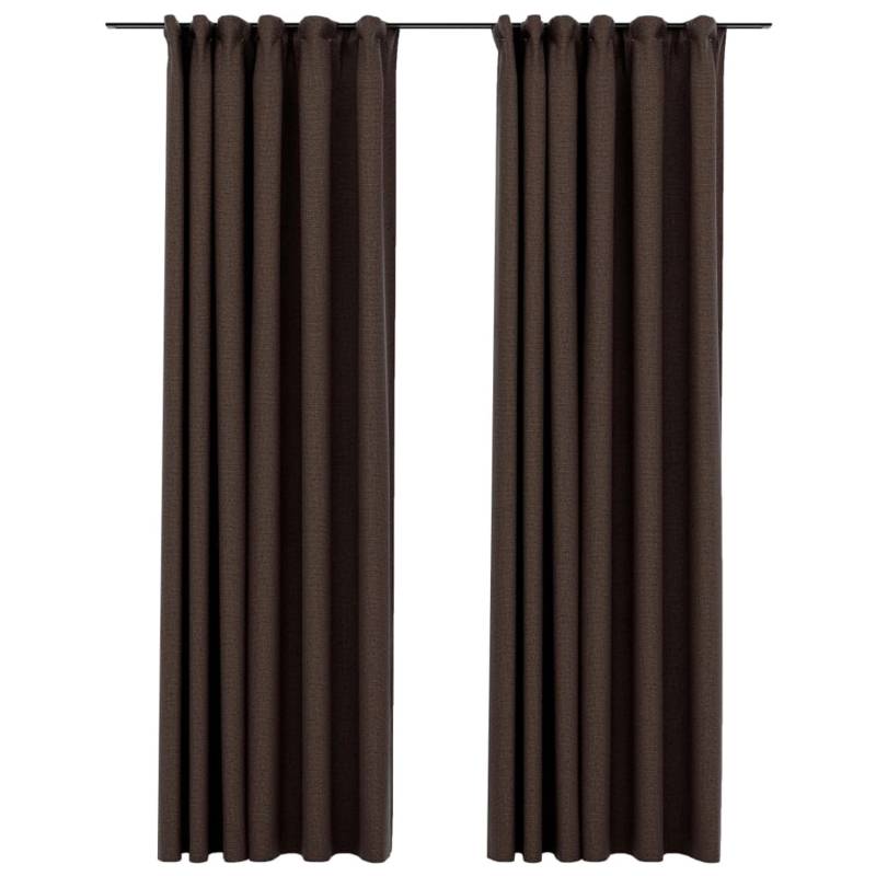 vidaXL Verdunkelungsvorhänge Haken Leinenoptik 2 Stk Taupe 140x225 cm von VIDAXL
