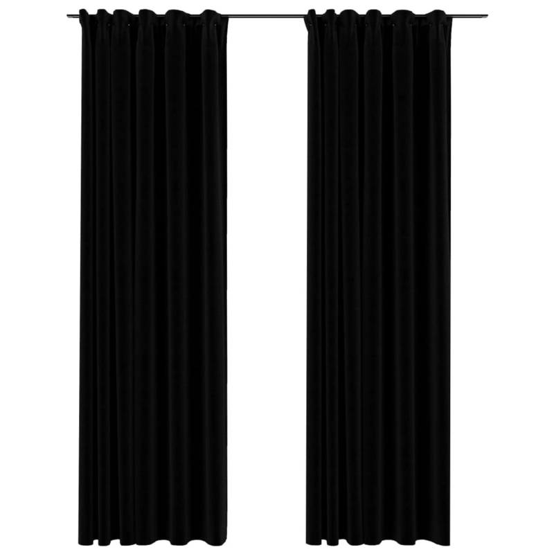 vidaXL Verdunkelungsvorhänge Haken Leinenoptik 2Stk Schwarz 140x225cm von VIDAXL