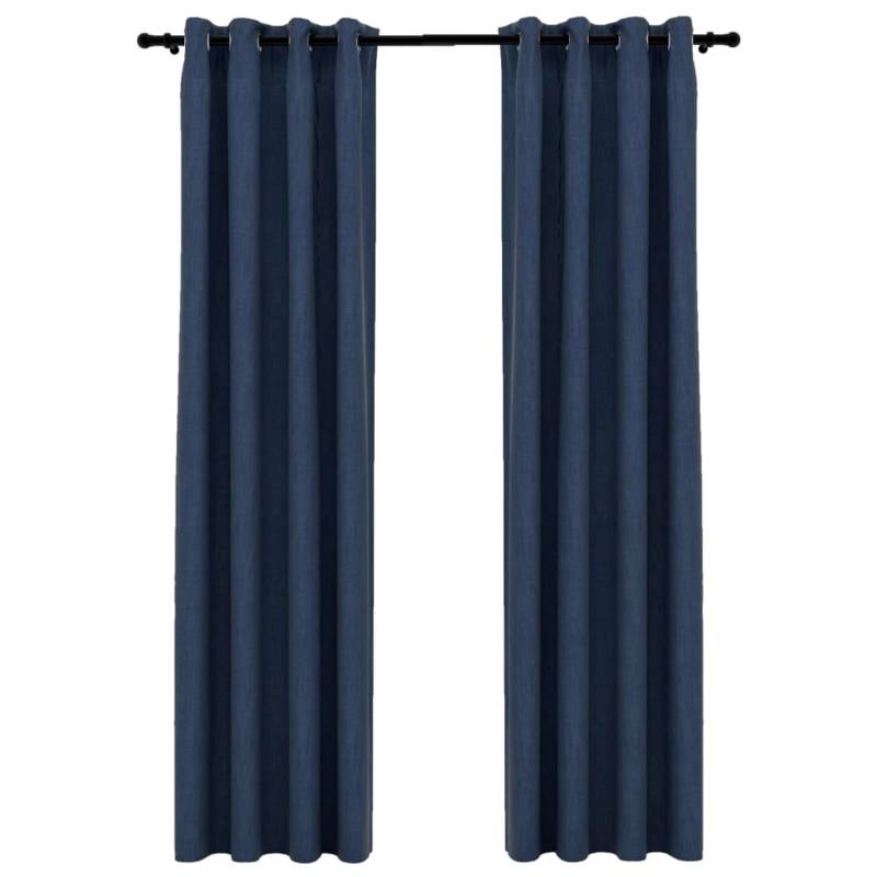 vidaXL Verdunkelungsvorhänge Ösen Leinenoptik 2 Stk Blau 140x225 cm vidaXL Verdunkelungsvorhänge Ösen Leinenoptik 2 Stk Blau 140x225 cm von VIDAXL