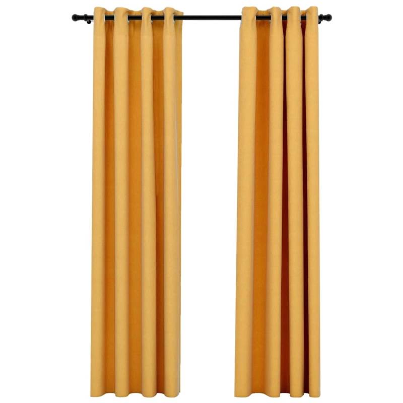 vidaXL Verdunkelungsvorhänge Ösen Leinenoptik 2 Stk Gelb 140x245 cm von VIDAXL