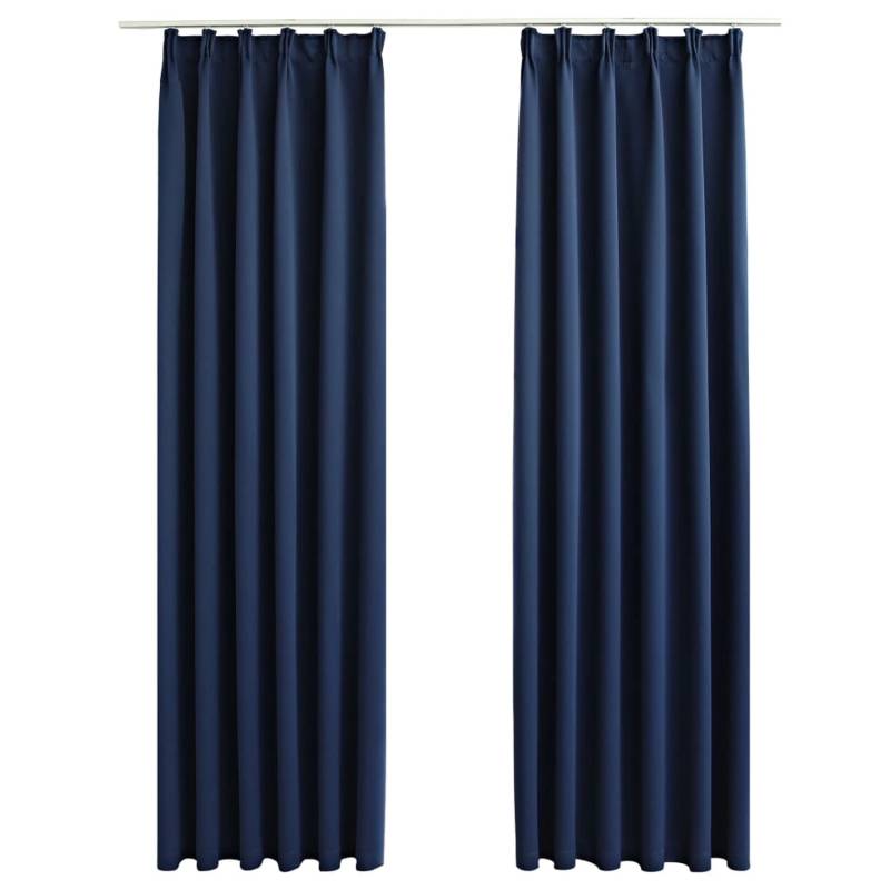 vidaXL Verdunkelungsvorhänge mit Haken 2 Stk Blau 140x175cm von VIDAXL