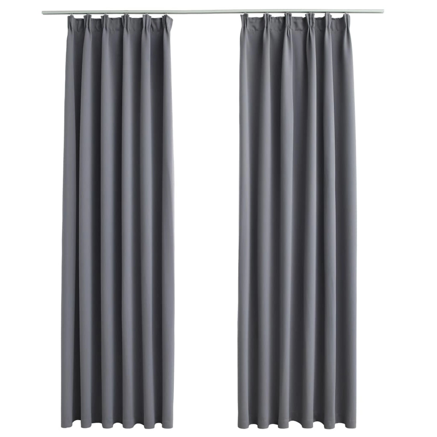 vidaXL Verdunkelungsvorhänge mit Haken 2 Stk Grau 140x175cm vidaXL Verdunkelungsvorhänge mit Haken 2 Stk Grau 140x175cm von VIDAXL