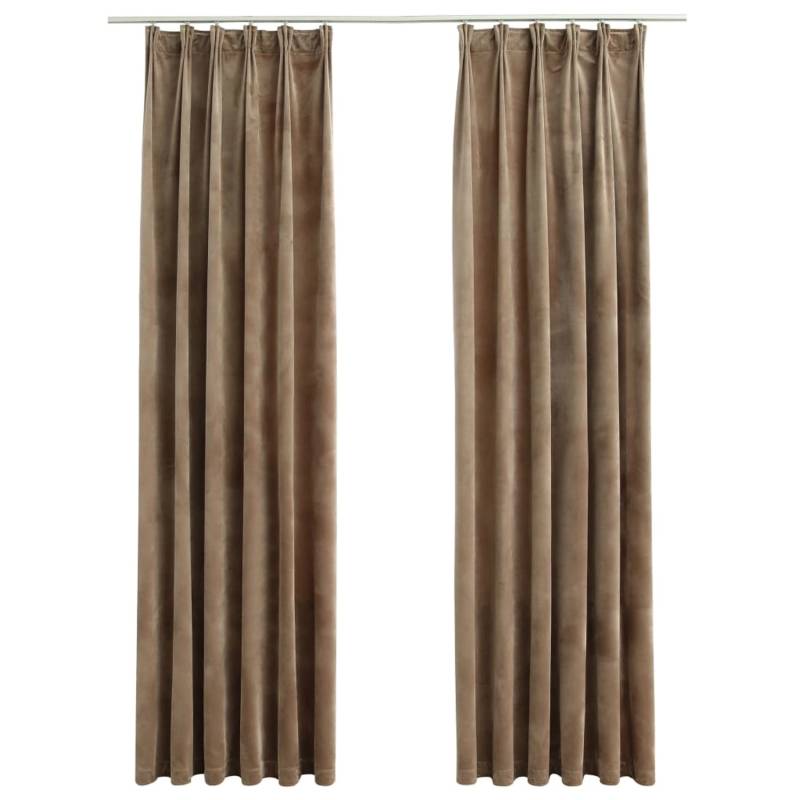 vidaXL Verdunkelungsvorhänge mit Haken 2 Stk Samt Beige 140x225 cm von VIDAXL