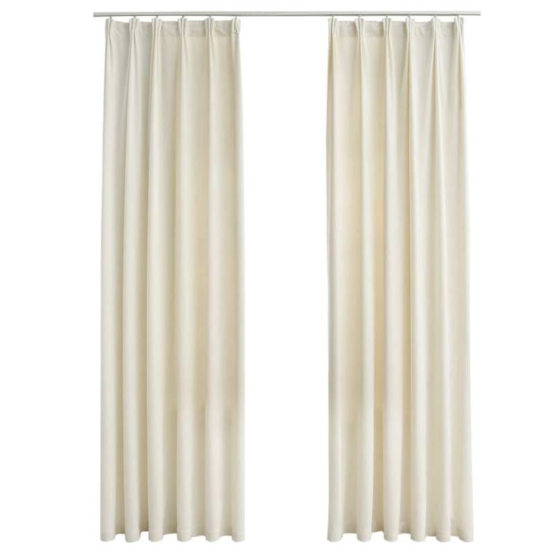 vidaXL Verdunkelungsvorhänge mit Haken 2 Stk Samt Creme 140x175cm von VIDAXL