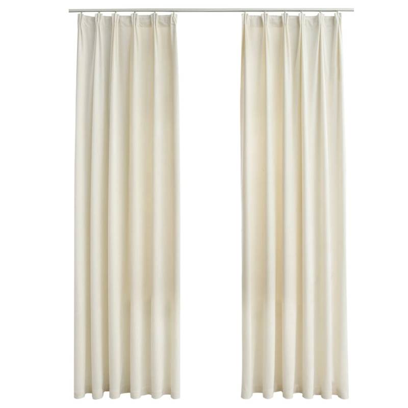 vidaXL Verdunkelungsvorhänge mit Haken 2 Stk Samt Creme 140x245cm von VIDAXL