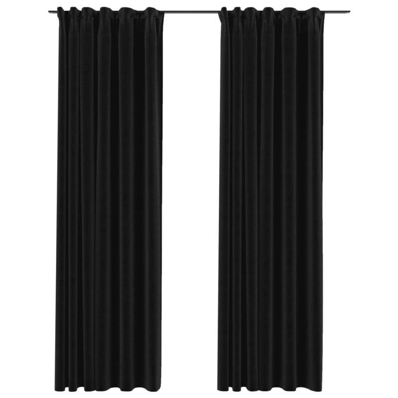 vidaXL Verdunkelungsvorhänge mit Haken Leinenoptik 2 Stk 140x225 cm von VIDAXL