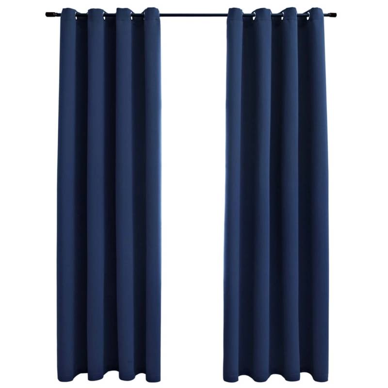 vidaXL Verdunkelungsvorhänge mit Metallösen 2 Stk Blau 140x175 cm von VIDAXL