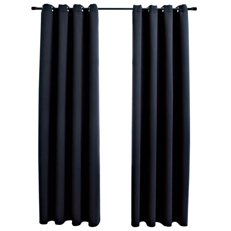 vidaXL Verdunkelungsvorhänge mit Metallösen 2 Stk Schwarz 140x175 cm von VIDAXL