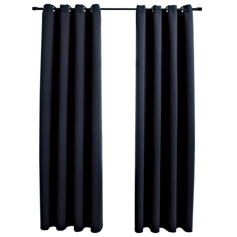 vidaXL Verdunkelungsvorhänge mit Metallösen 2 Stk Schwarz 140x245 cm von VIDAXL