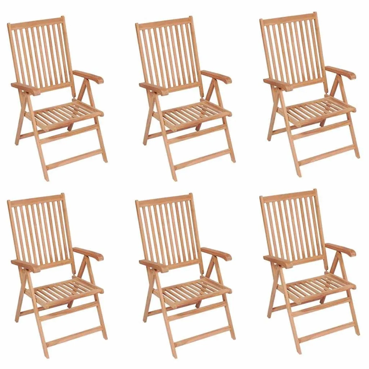 vidaXL Verstellbare Gartenstühle 6 Stk Massivholz Teak 3065526 vidaXL Verstellbare Gartenstühle 6 Stk Massivholz Teak 3065526 von VIDAXL