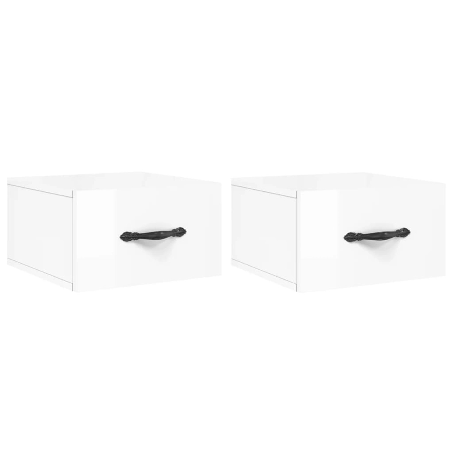 vidaXL Wand-Nachttische 2 Stk Hochglanz-Weiß 35x35x20 cm Modell 2 von VIDAXL