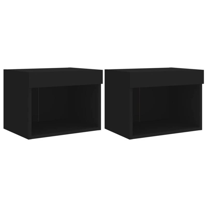 vidaXL Wand-Nachttische mit LED-Leuchten 2 Stk Schwarz Modell 2 von VIDAXL