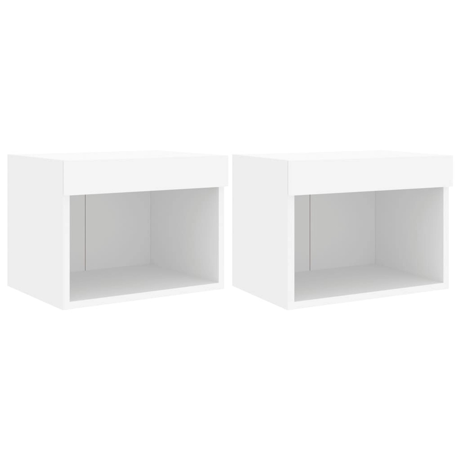 vidaXL Wand-Nachttische mit LED-Leuchten 2 Stk Weiß Modell 2 vidaXL Wand-Nachttische mit LED-Leuchten 2 Stk Weiß Modell 2 von VIDAXL