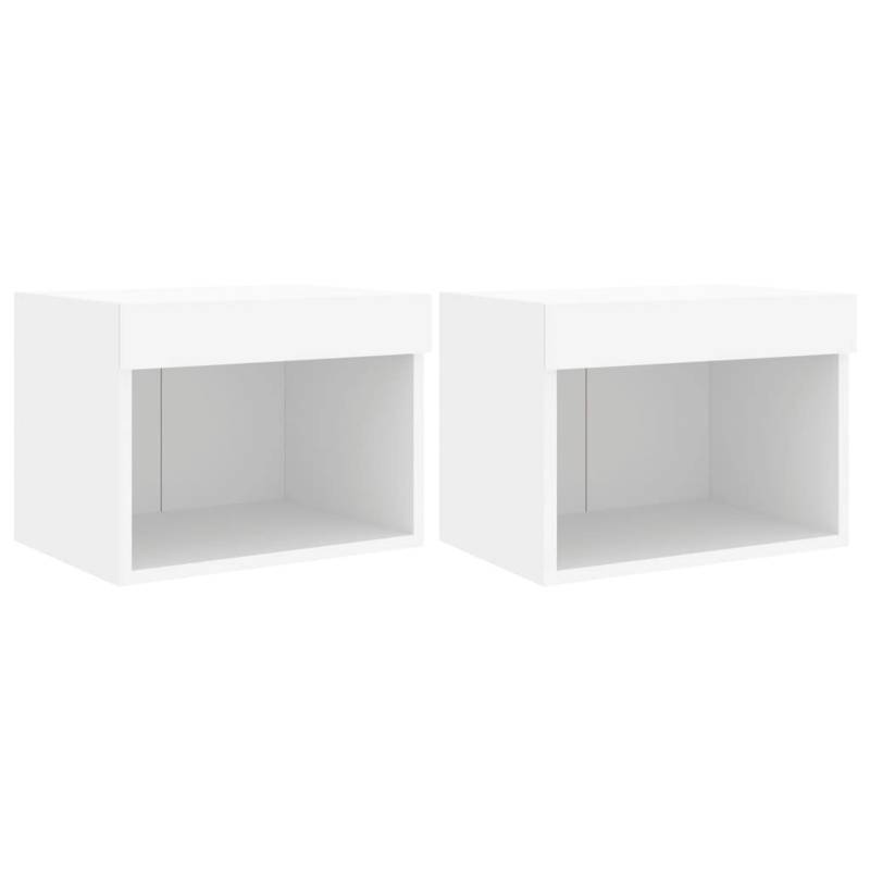 vidaXL Wand-Nachttische mit LED-Leuchten 2 Stk Weiß Modell 2 von VIDAXL