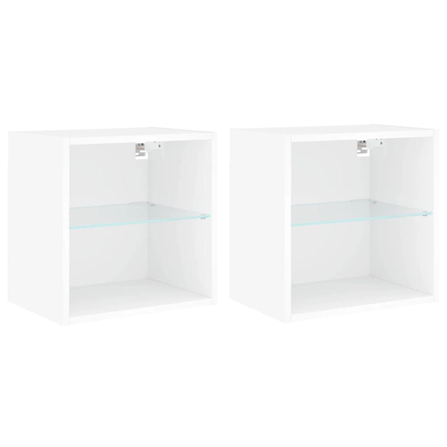 vidaXL Wand-Nachttische mit LED-Leuchten 2 Stk Weiß Modell 3 von VIDAXL