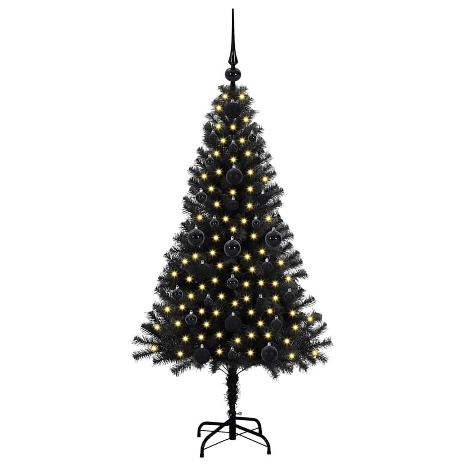 vidaXL Weihnachtsbaum mit 150 LEDs mit Ständer Schwarz 120 cm PVC 3396457 von VIDAXL