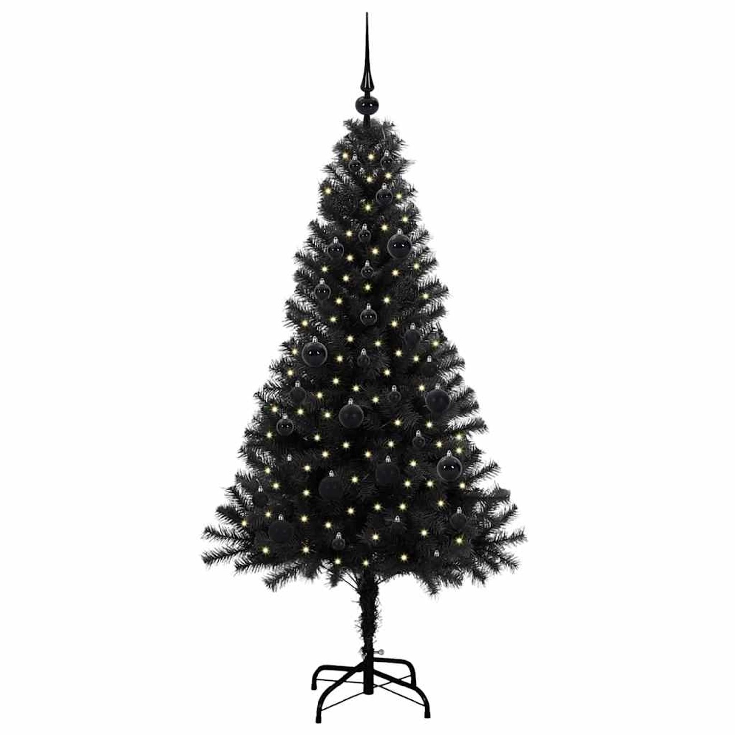 vidaXL Weihnachtsbaum mit 150 LEDs mit Ständer Schwarz 150 cm PVC 3396466 von VIDAXL