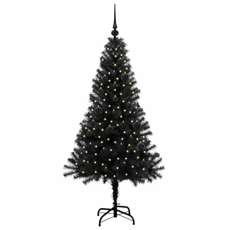 vidaXL Weihnachtsbaum mit 150 LEDs mit Ständer Schwarz 150 cm PVC 3396466 von VIDAXL