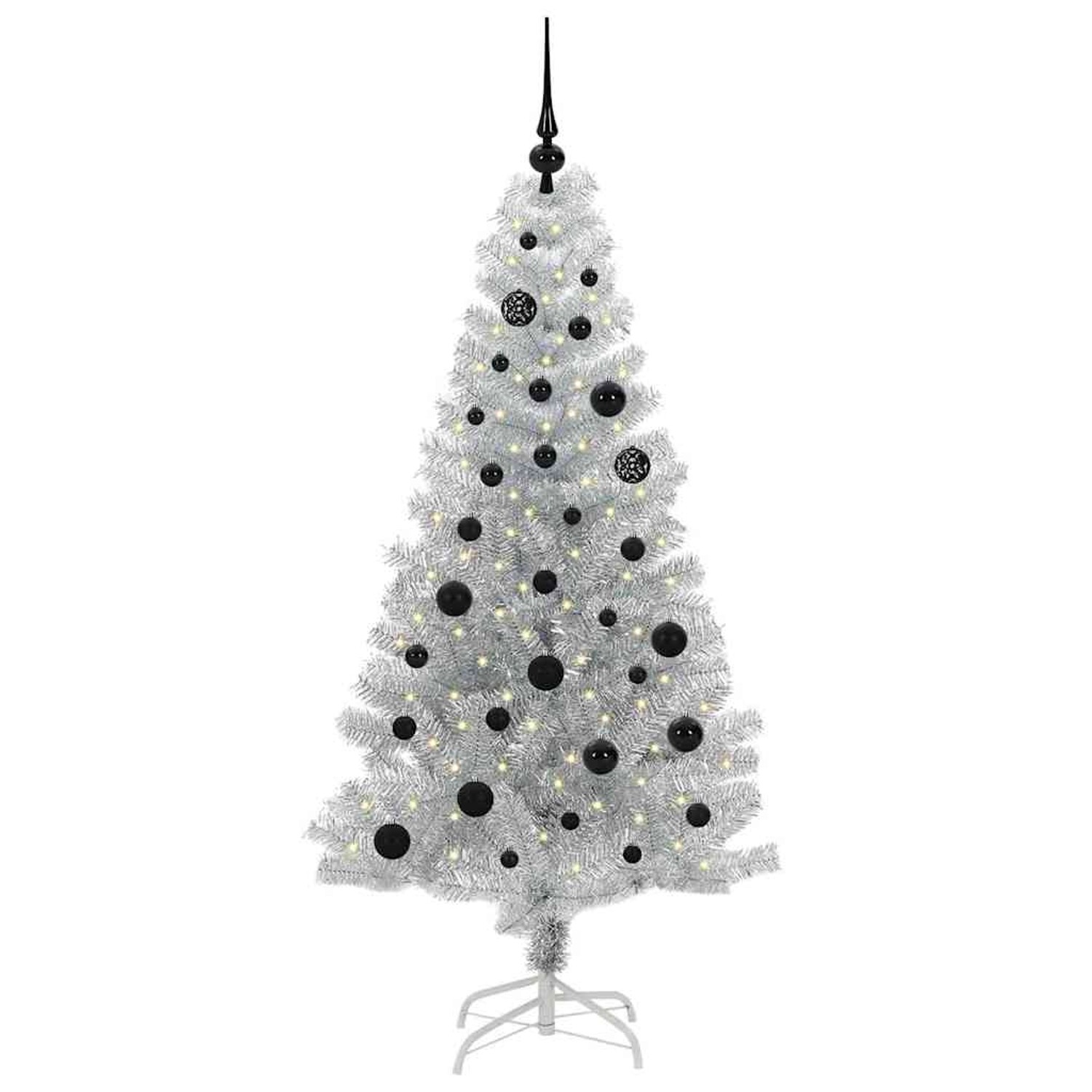 vidaXL Weihnachtsbaum mit 150 LEDs mit Ständer Silber 150 cm PET 3396662 von VIDAXL