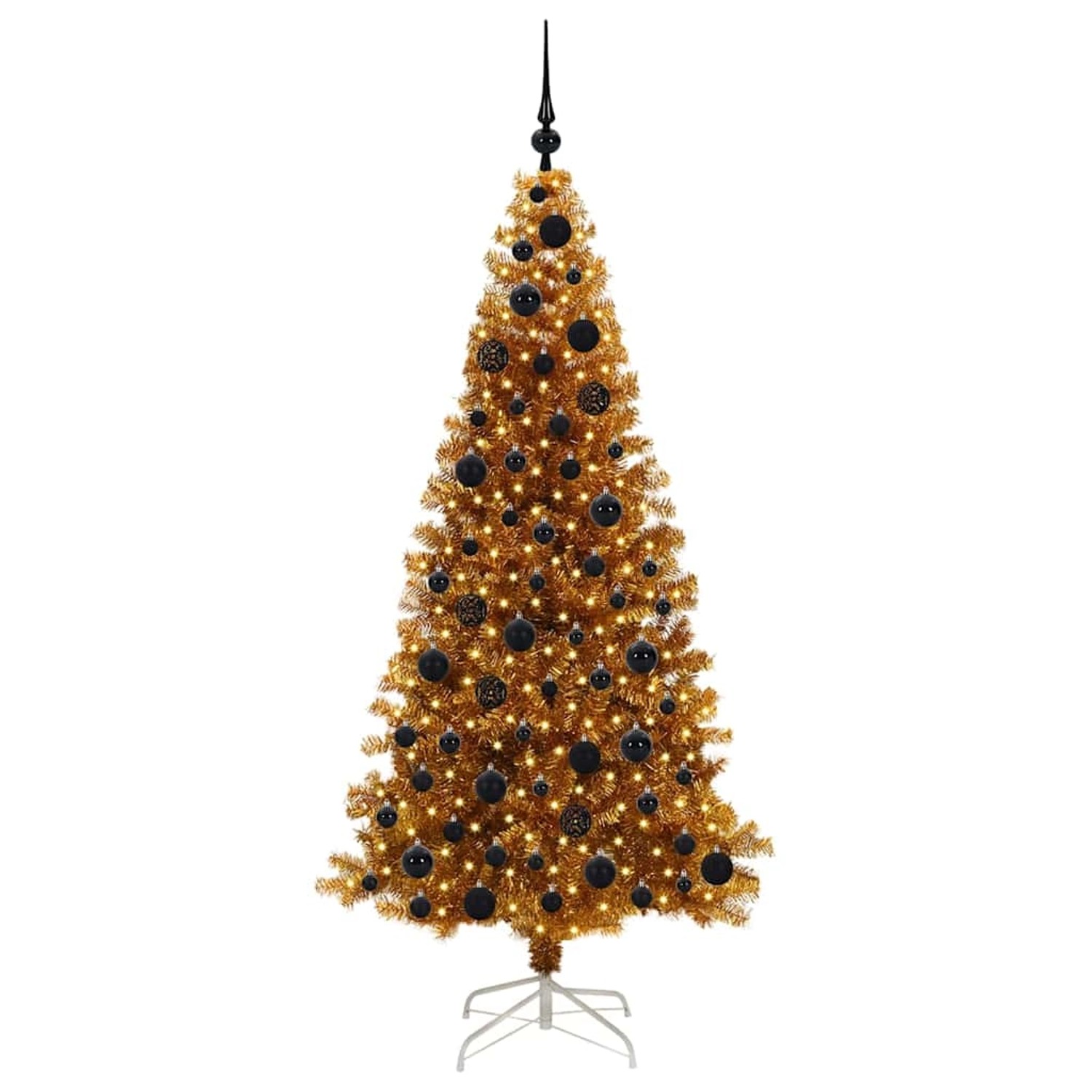 vidaXL Weihnachtsbaum mit 300 LEDs mit Ständer Gold 180 cm PET 3396626 von VIDAXL