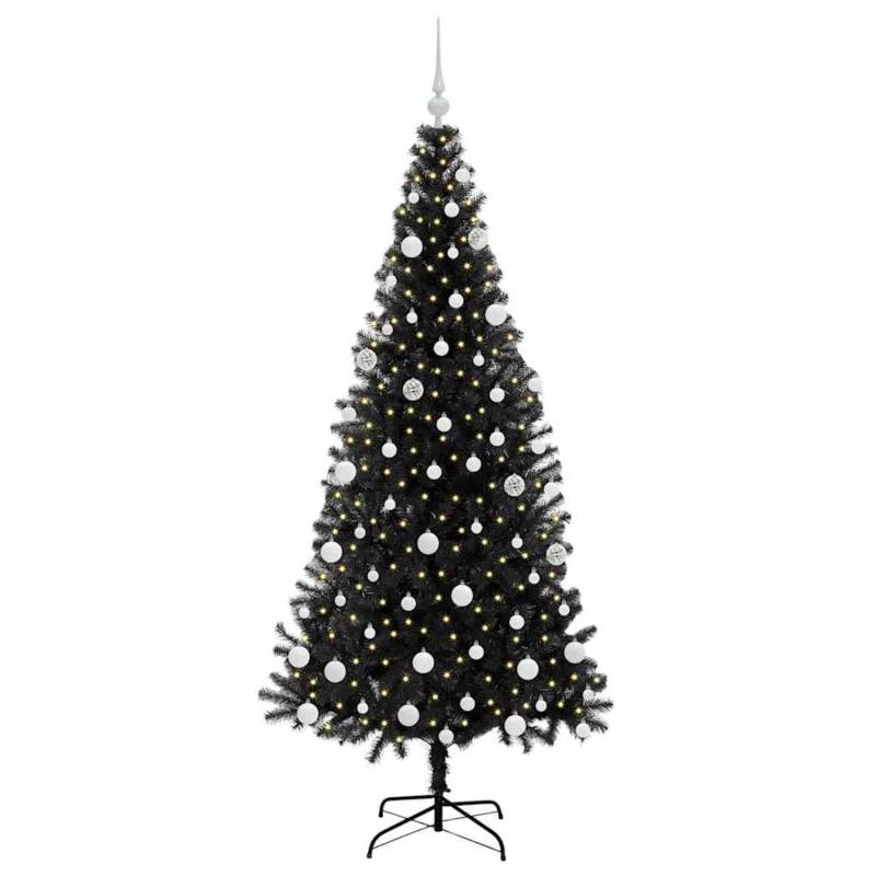 vidaXL Weihnachtsbaum mit 300 LEDs mit Ständer Schwarz 180 cm PVC 3396481 von VIDAXL