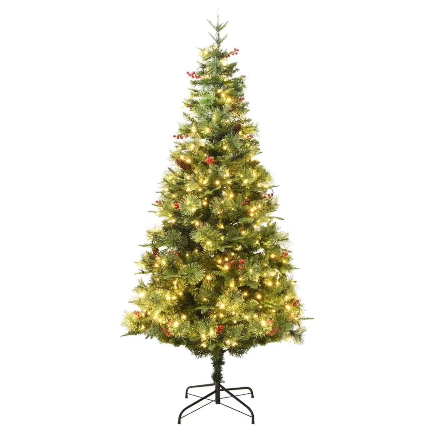 vidaXL Weihnachtsbaum mit LEDs   Kiefernzapfen Grün 195 cm PVC   PE Modell 1 von VIDAXL