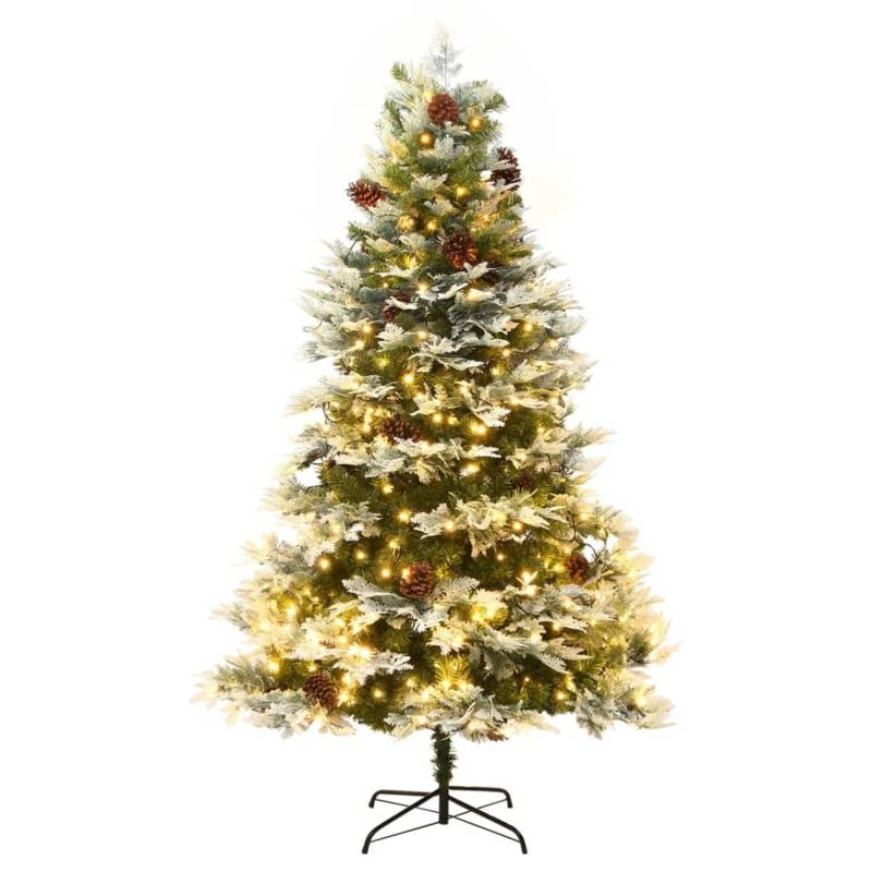 vidaXL Weihnachtsbaum mit LEDs   Kiefernzapfen Grün 225 cm PVC   PE Modell 2 von VIDAXL