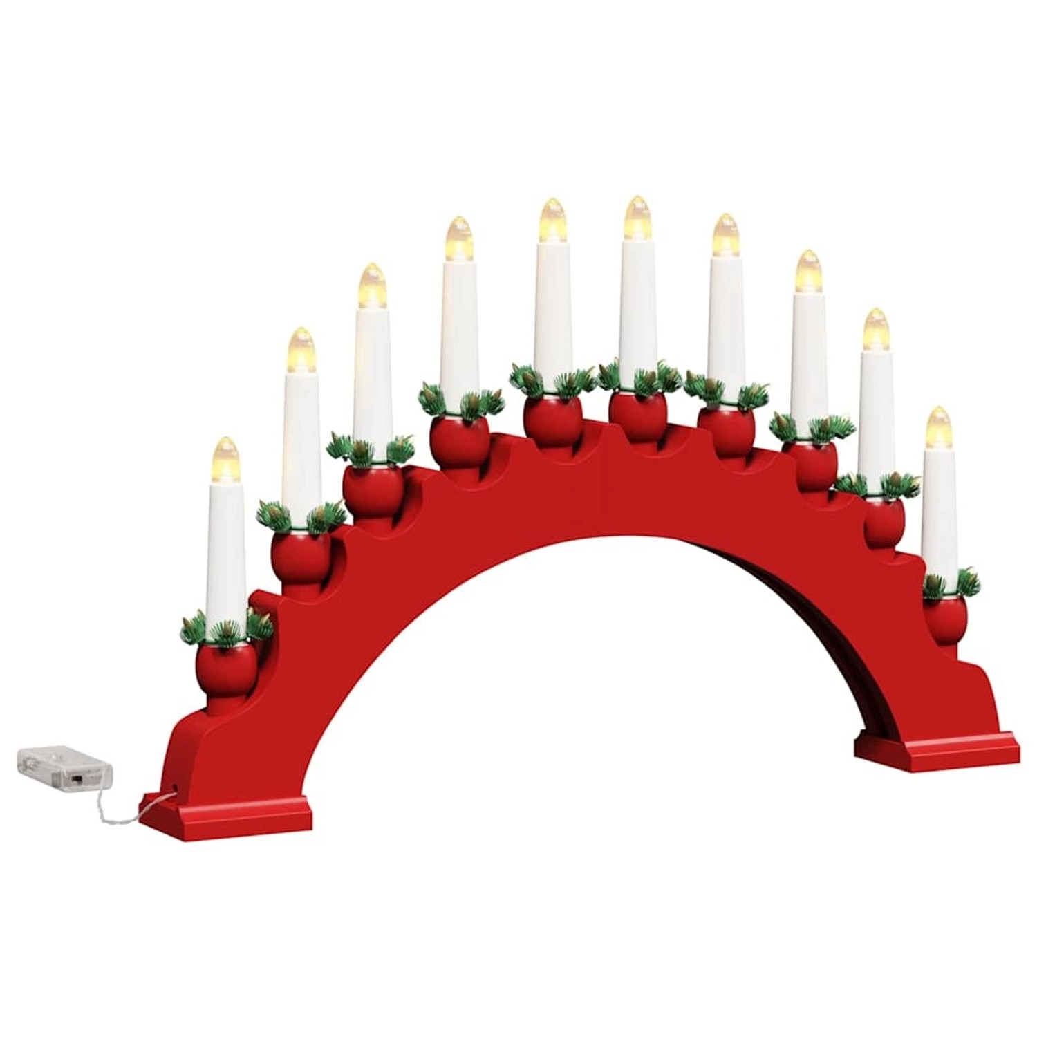 vidaXL Weihnachtskerzenbogen mit 10 LED Kerzen Rot 47 x 5 x 29 cm 42019711 von VIDAXL