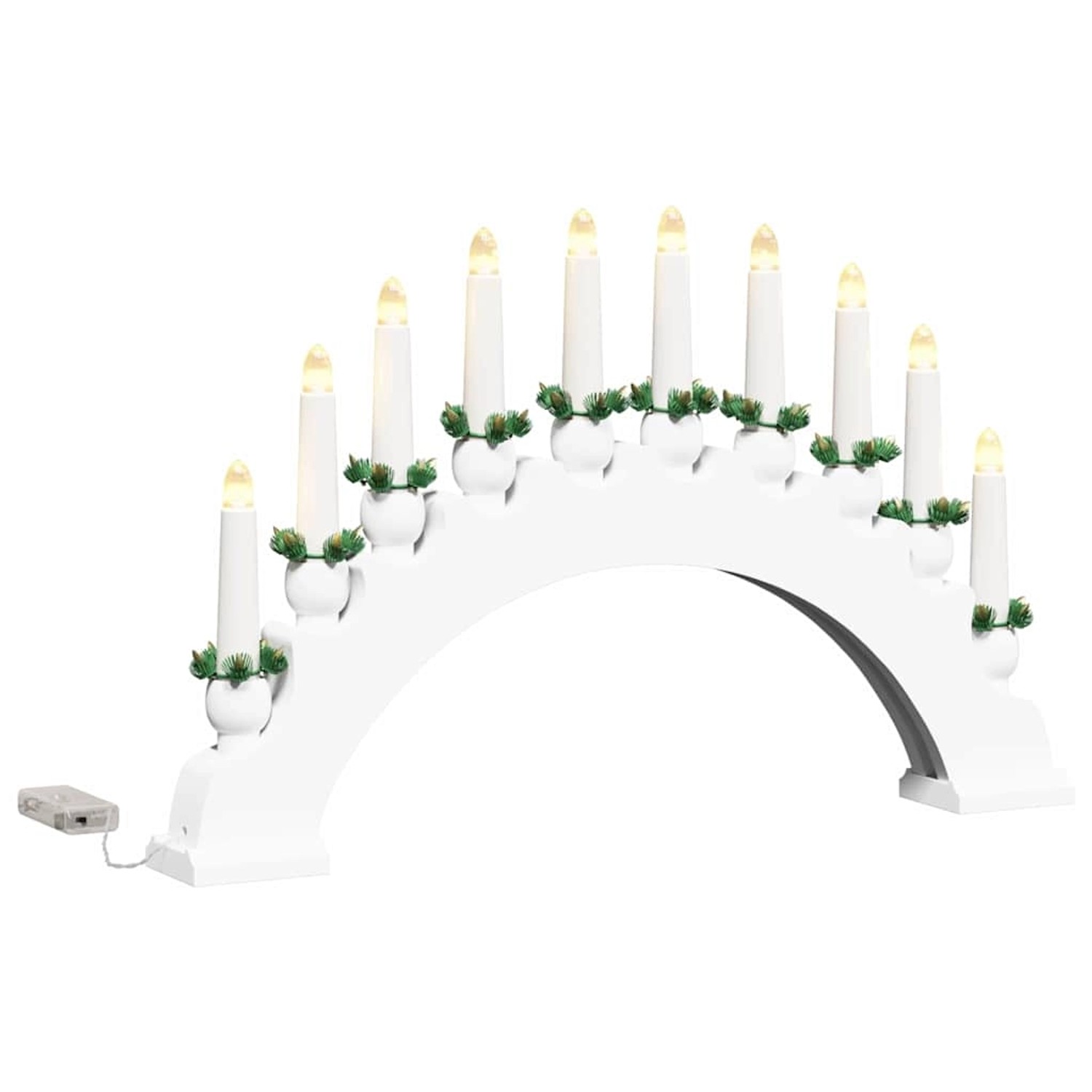 vidaXL Weihnachtskerzenbogen mit 10 LED Kerzen Weiß 47 x 5 x 29 cm 42019709 von VIDAXL
