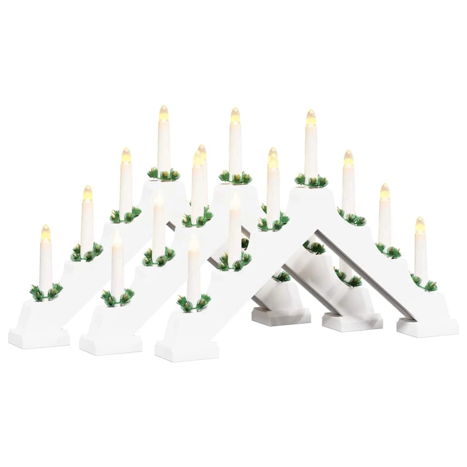 vidaXL Weihnachtskerzenbrücke mit 7 LEDs 3 Stk Weiß 39,5 x 5 x 29 cm 42019704 von VIDAXL