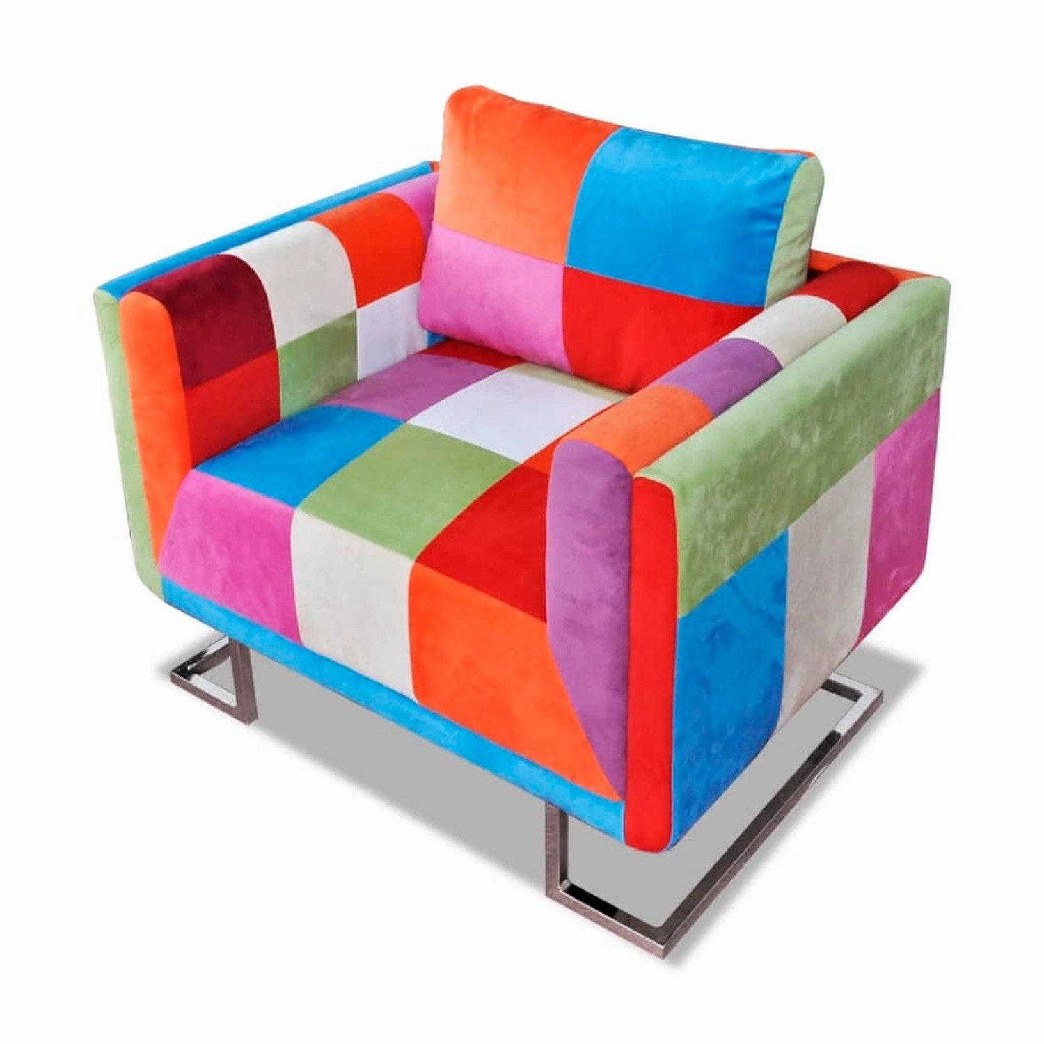 vidaXL Würfel-Sessel mit Verchromten Füßen Patchwork-Design Stoff vidaXL Würfel-Sessel mit Verchromten Füßen Patchwork-Design Stoff von VIDAXL