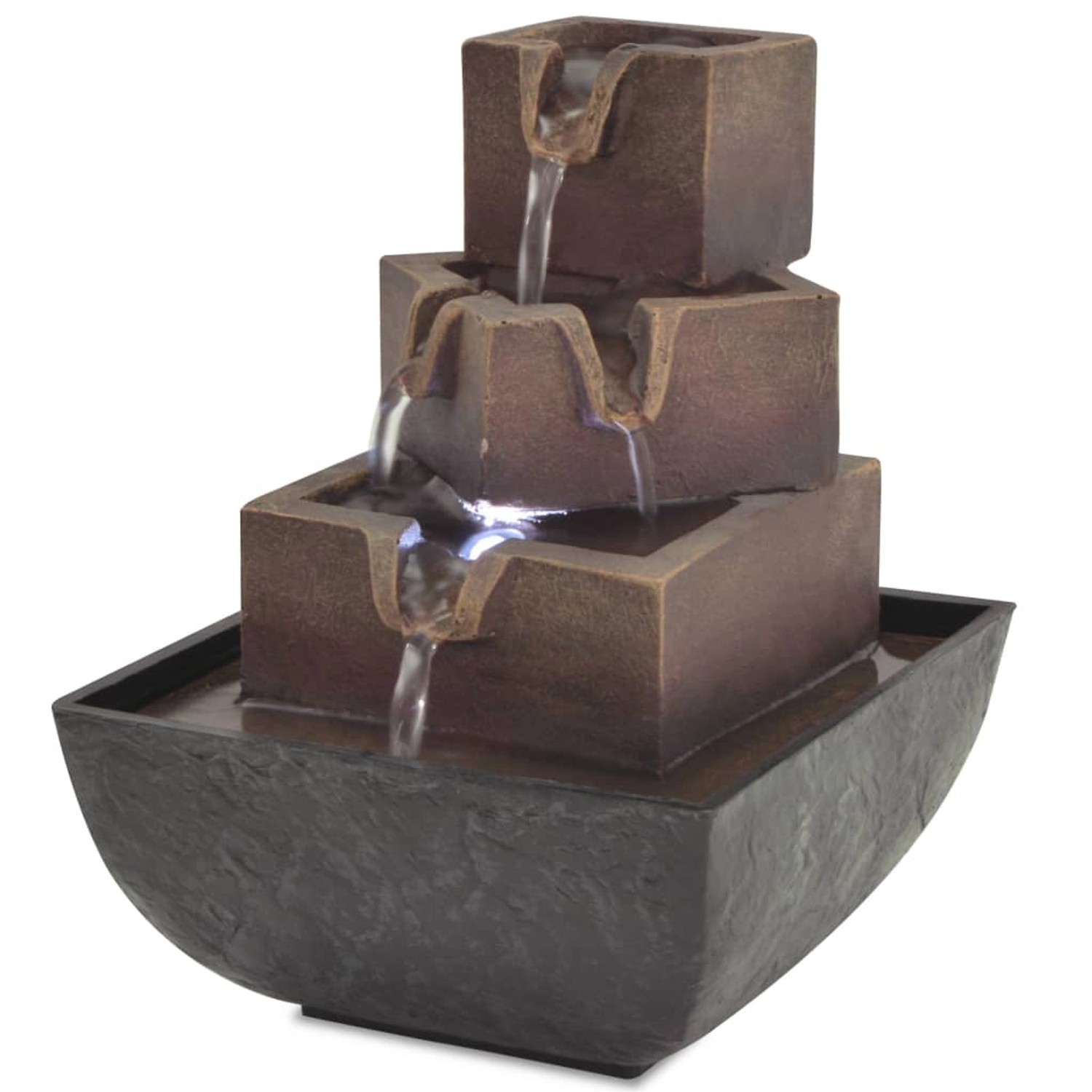 VidaXL Zimmerbrunnen mit LED Polyresin Grau und Braun VidaXL Zimmerbrunnen mit LED Polyresin Grau und Braun von VIDAXL