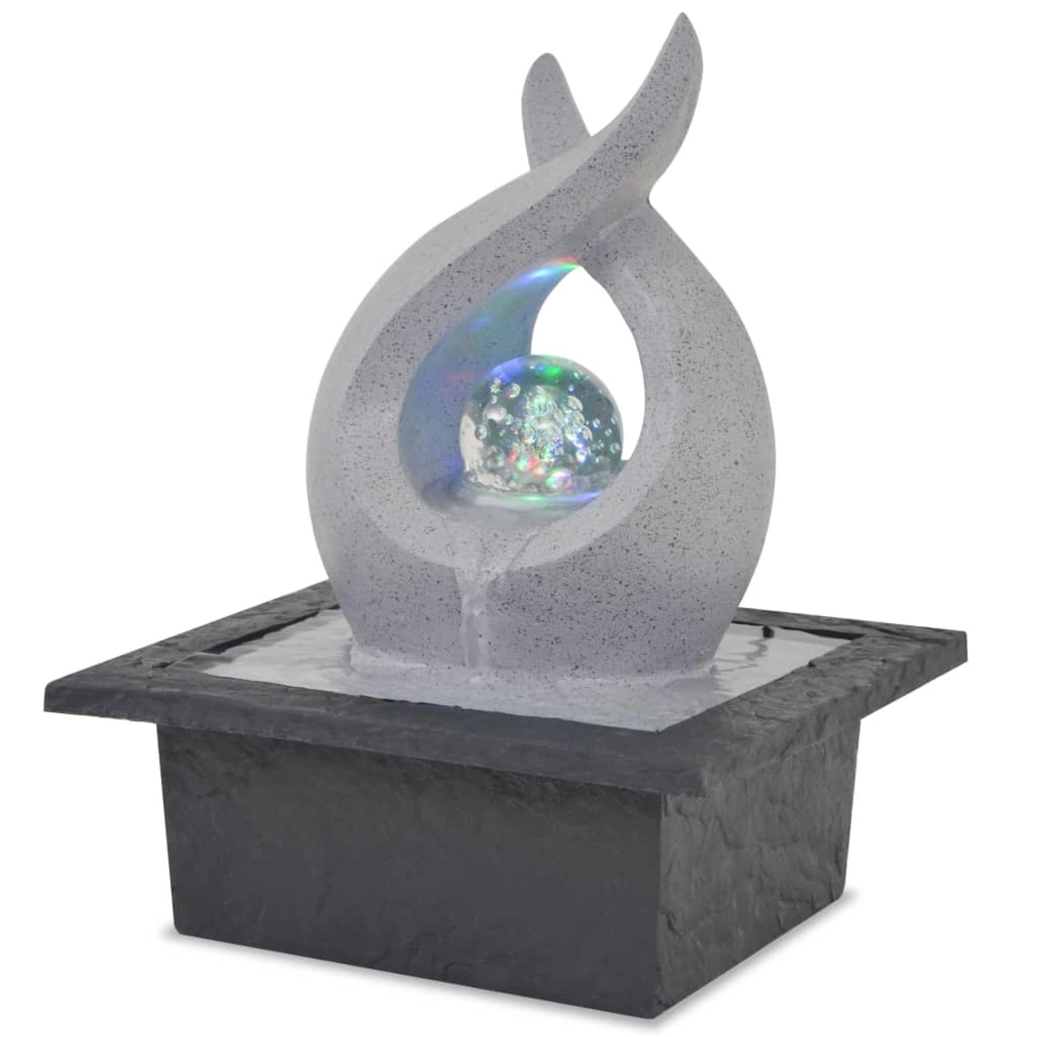 VidaXL Zimmerbrunnen mit LED Polyresin Schwarz und Hellgrau VidaXL Zimmerbrunnen mit LED Polyresin Schwarz und Hellgrau von VIDAXL