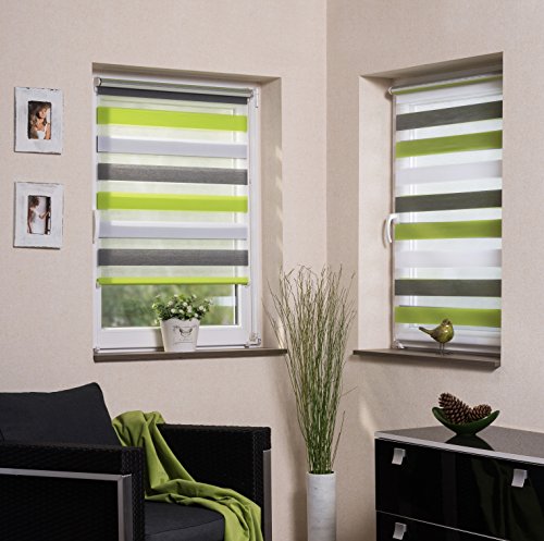 Duo Rollo,3-farbig, transparent, Klemmfix Seitenzugrollo,/ Blickdicht Rollos für Fenster - von 45x160 bis 98x160 (69x210) ZTC3 von VIDELLA