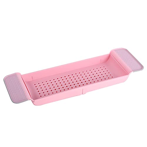 VIDENG Badewannenablage Badewannenablagen Badezimmeraufbewahrung Kunststoff Badewanne Küchenspüle Skalierbares Lagerregal Badewannenablage Mehrzweck (Color : Pink) von VIDENG
