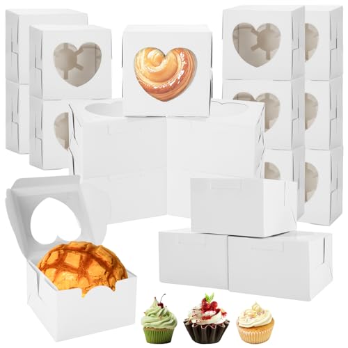 VIDETOL 100 Stück Cupcake Box, Cupcake Transportbox, 10 x 10 x 6.5 cm Keksschachtel mit Sichtfenster, Weiß Muffin Transportbox, Gebäckkarton für Cookie, Gebäck und Dessert VIDETOL 100 Stück Cupcake Box, Cupcake Transportbox, 10 x 10 x 6.5 cm Keksschachtel mit Sichtfenster, Weiß Muffin Transportbox, Gebäckkarton für Cookie, Gebäck und Dessert von VIDETOL
