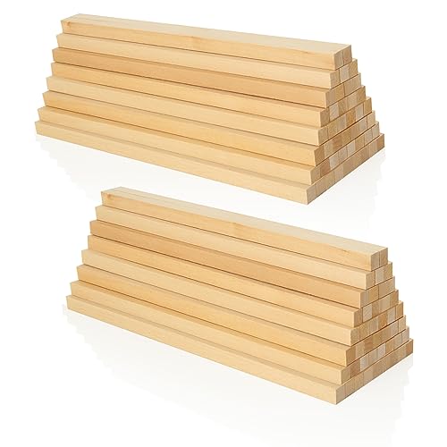 VIDETOL 100 Stück Holzstäbe Quadratisch, 25 x 1 x 1 cm Holzleisten zum Basteln, Unvollendete Holzleisten für Bastelprojekte, Schnitzen und DIY Projekte von VIDETOL
