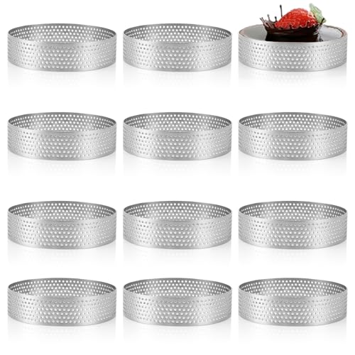 VIDETOL 12 Stück Mousse Tartelette Förmchen, 8cm Dessertringe, Runde Tortenring mit Löchern, Edelstahl Mousse Ring für Kochen Backen VIDETOL 12 Stück Mousse Tartelette Förmchen, 8cm Dessertringe, Runde Tortenring mit Löchern, Edelstahl Mousse Ring für Kochen Backen von VIDETOL