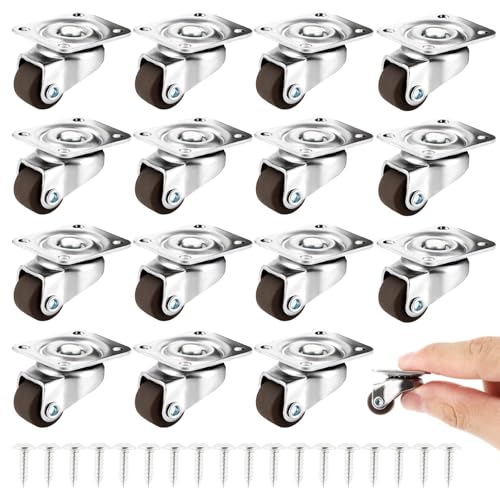 VIDETOL 16 Stück 12mm Möbelrollen Klein, 360 Grad Lenkrollen Rollen, Gummirollen Rutschfeste, Transportrollen mit Schrauben, Mini Rollen für Möbel VIDETOL 16 Stück 12mm Möbelrollen Klein, 360 Grad Lenkrollen Rollen, Gummirollen Rutschfeste, Transportrollen mit Schrauben, Mini Rollen für Möbel von VIDETOL
