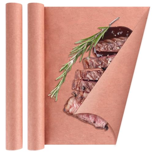 VIDETOL 2 Rolle Pink Butcher Paper, 40 cm x 15 m Metzgerpapier Food Grade, Butcher Paper BBQ Kraftpapier für Smoker, BBQ, Cooking von VIDETOL