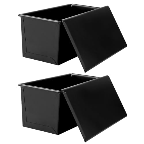 VIDETOL 2 Stück Brotbackform mit Deckel, 500g Brotbackformen, Toastbrot Backform Antihaft, Schwarz Kastenform Brot für Toast und Brot von VIDETOL