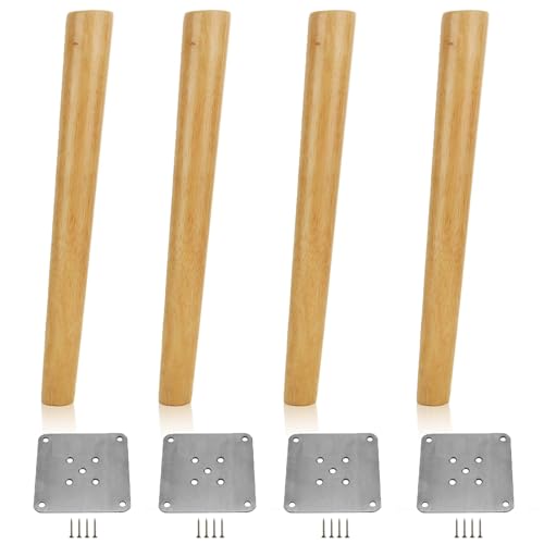 VIDETOL 4 Stück Tischbeine Holz, 40 cm Möbelfüße Schräg, Möbelbeine Mit Montageplatten, Gummipads und Schrauben, Rund Schrankfüße für Möbel, Bett, Sofa VIDETOL 4 Stück Tischbeine Holz, 40 cm Möbelfüße Schräg, Möbelbeine Mit Montageplatten, Gummipads und Schrauben, Rund Schrankfüße für Möbel, Bett, Sofa von VIDETOL