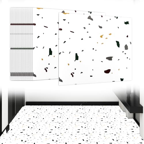 VIDETOL 40 Stück PVC Bodenbelag Selbstklebend, 30 x 30 cm Klebefliesen Boden Wasserfest, Weiß Bodenfliesen Selbstklebender, Rutschfest Vinylboden Klicksystem für Küche, Wohnzimmer, Bad VIDETOL 40 Stück PVC Bodenbelag Selbstklebend, 30 x 30 cm Klebefliesen Boden Wasserfest, Weiß Bodenfliesen Selbstklebender, Rutschfest Vinylboden Klicksystem für Küche, Wohnzimmer, Bad von VIDETOL