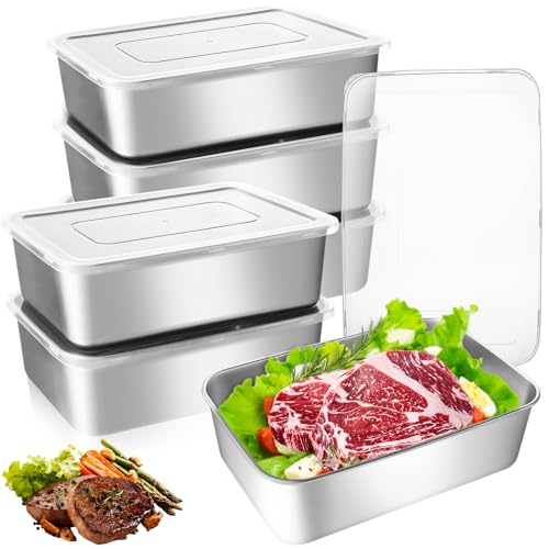 VIDETOL 6 Stück Frischhaltedosen mit Deckel 1500ML Aufschnittboxen für Kühlschrank Edelstahl Lebensmittel Aufbewahrungsbox Behälter mit Deckel für Käse, Fleisch und Wurst von VIDETOL